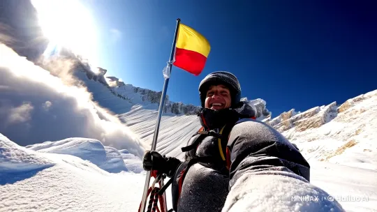 Romanian Climber Triumphs on Everest's Summit – AI Generated Video | Hailuo AI