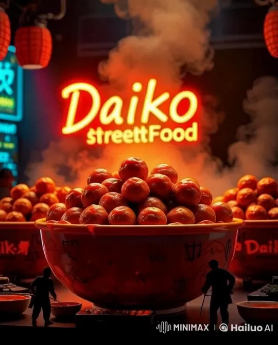 Vibrant Daiko Street Food Scene in Live2D Animation – AI Generated Video | Hailuo AI