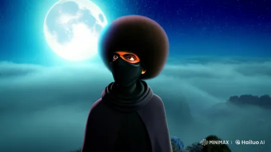 Ninja Silhouette on Mountain Peak at Night – AI Generated Video | Hailuo AI