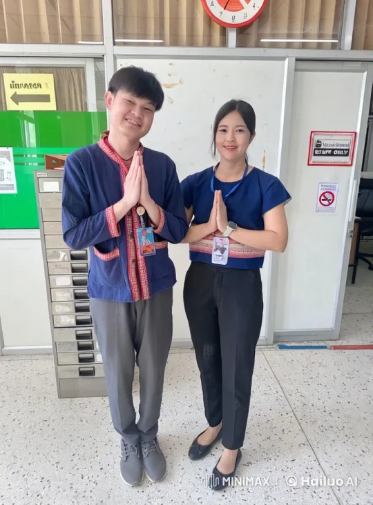 Thai Culture Greeting Animation in Office Setting – AI Generated Video | Hailuo AI