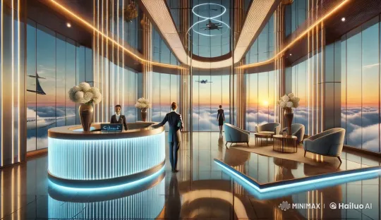 Luxurious Futuristic Lounge Above the Clouds – AI Generated Video | Hailuo AI