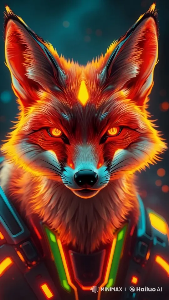 Futuristic Cybernetic Fox in Neon Exo-Suit – AI Generated Video | Hailuo AI