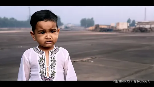 Boy Walks Confidently Amidst Chaos with Sunglasses – AI Generated Video | Hailuo AI