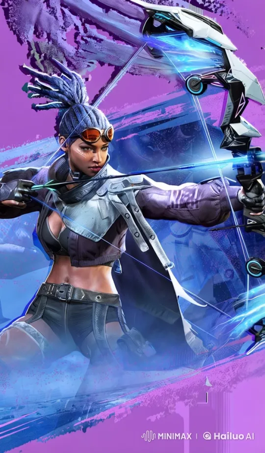 Futuristic Archer Aiming with High-Tech Bow in Dynamic Scene – AI Generated Video | Hailuo AI