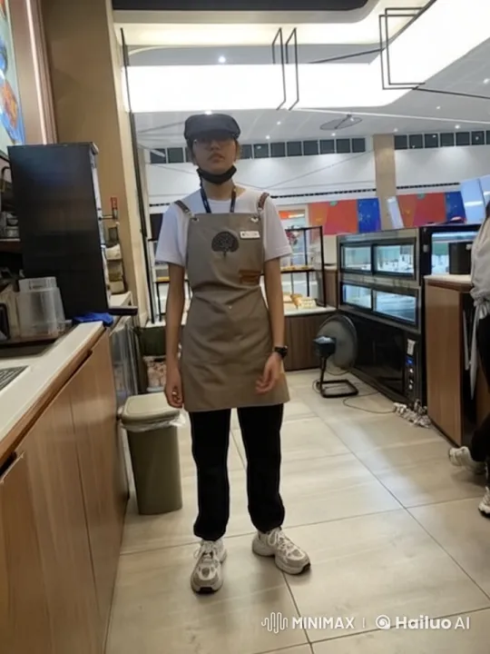 Café Employee Dancing in Modern Café – AI Generated Video | Hailuo AI