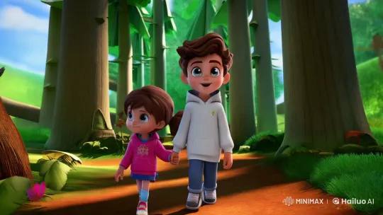 Boy and Sister Enjoy Forest Adventure – AI Generated Video | Hailuo AI