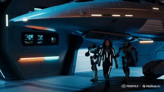 Futuristic Woman in Space Station with Robots – AI Generated Video | Hailuo AI