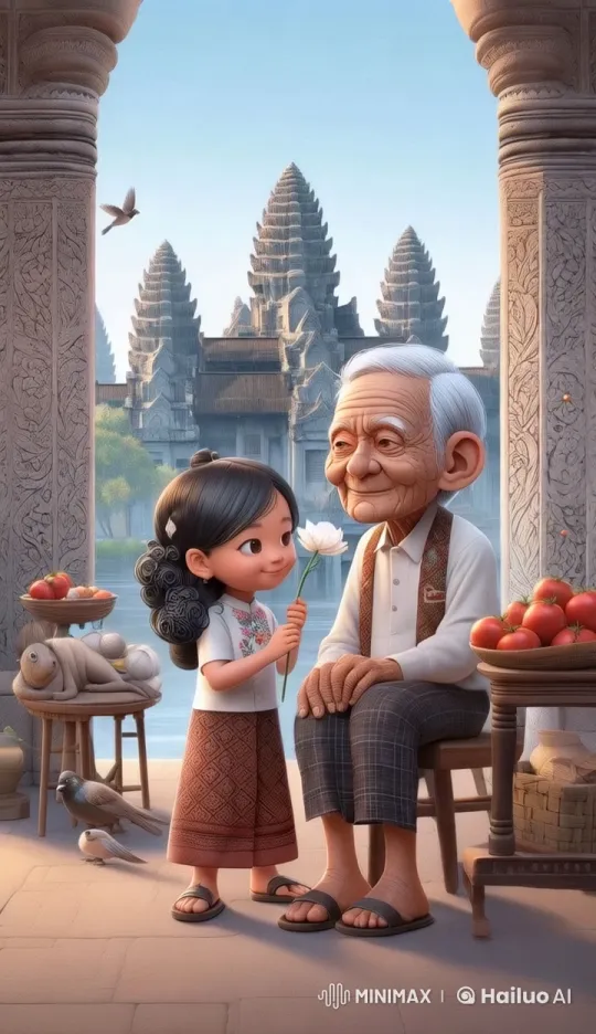 Elderly Man and Girl Share Tender Moment by Lake – AI Generated Video | Hailuo AI