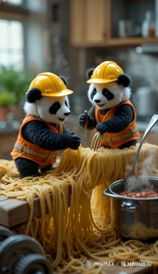 Panda Crew Builds Spaghetti Bridge in Live2D Animation – AI Generated Video | Hailuo AI