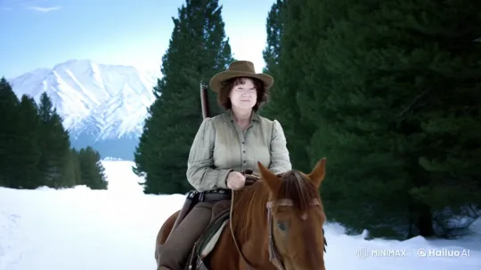 Cowgirl Braving Winter Wilderness – AI Generated Video | Hailuo AI