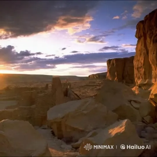 Panoramic Sunset Over Rugged Terrain – AI Generated Video | Hailuo AI