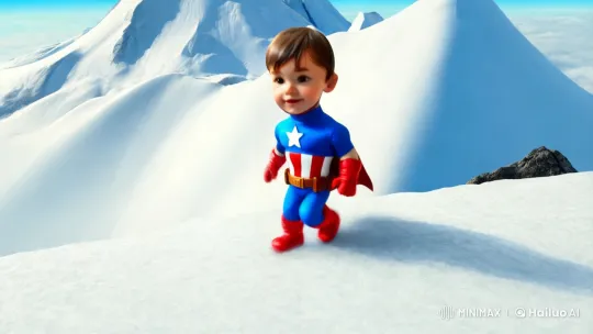 Mini Captain America Conquers Everest and Volcano Adventure – AI Generated Video | Hailuo AI