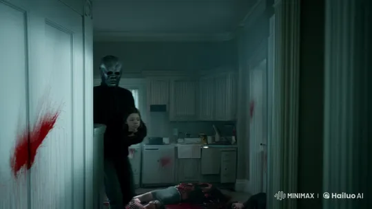 Masked Man in Dim Hallway: A Gruesome Discovery – AI Generated Video | Hailuo AI
