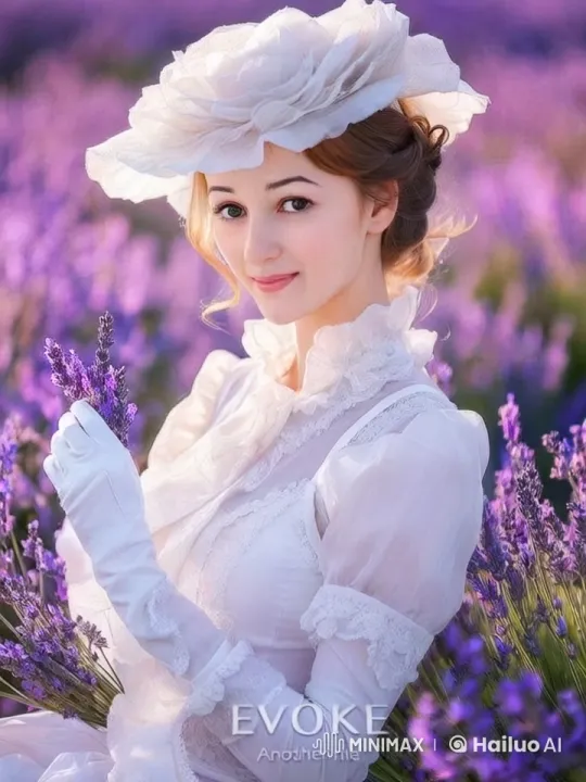 Elegant Girl Waves Amidst Lavender Field – AI Generated Video | Hailuo AI