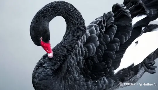 Black Swan Glides on Foggy Lake in 4K Slow Motion – AI Generated Video | Hailuo AI