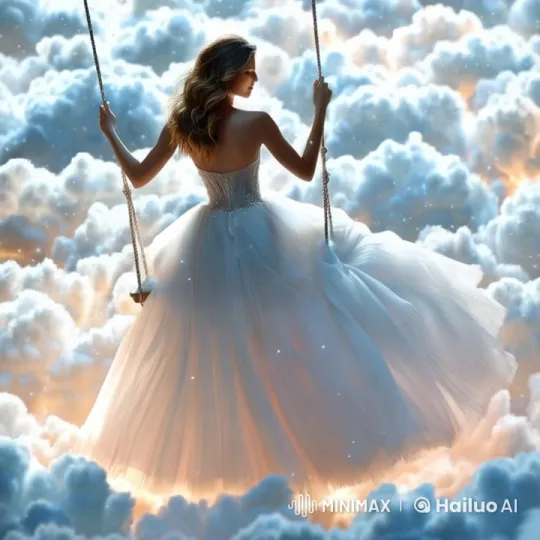 Ethereal Fantasy: Woman in White on a Cloud Swing – AI Generated Video | Hailuo AI