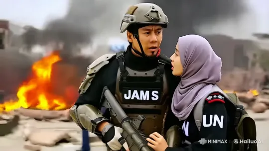 Hamas and UN Soldier Bond Amidst War Chaos – AI Generated Video | Hailuo AI