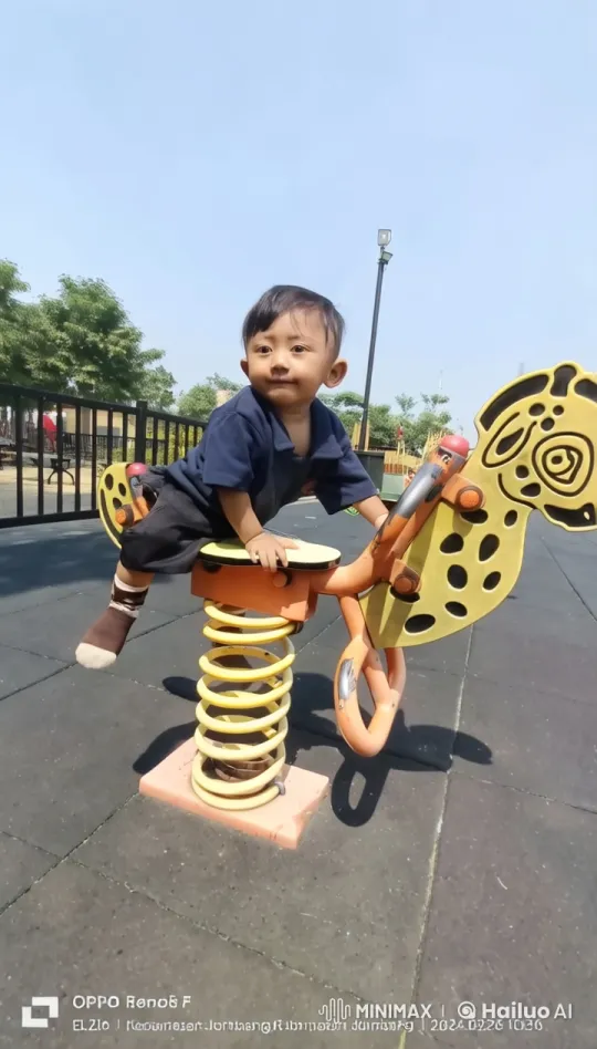 Child Rides Animated Giraffe-Transformers at Playground – AI Generated Video | Hailuo AI