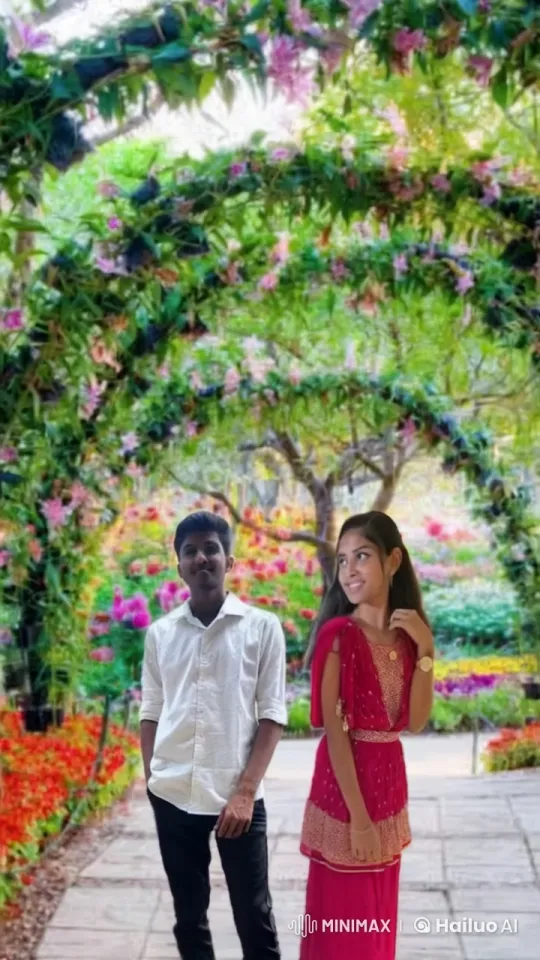 Romantic Sunset Kiss in a Blooming Garden – AI Generated Video | Hailuo AI