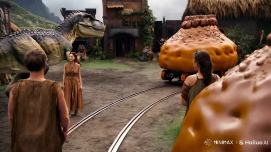 Prehistoric Humans and Dinosaurs in Futuristic Fantasy – AI Generated Video | Hailuo AI