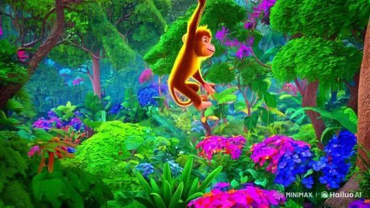 Jungle Harmony: Monkeys and Children Dance in Nature's Light – AI Generated Video | Hailuo AI