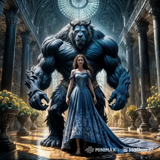 Beast Lifts Woman in Gothic Cathedral Flight – AI Generated Video | Hailuo AI