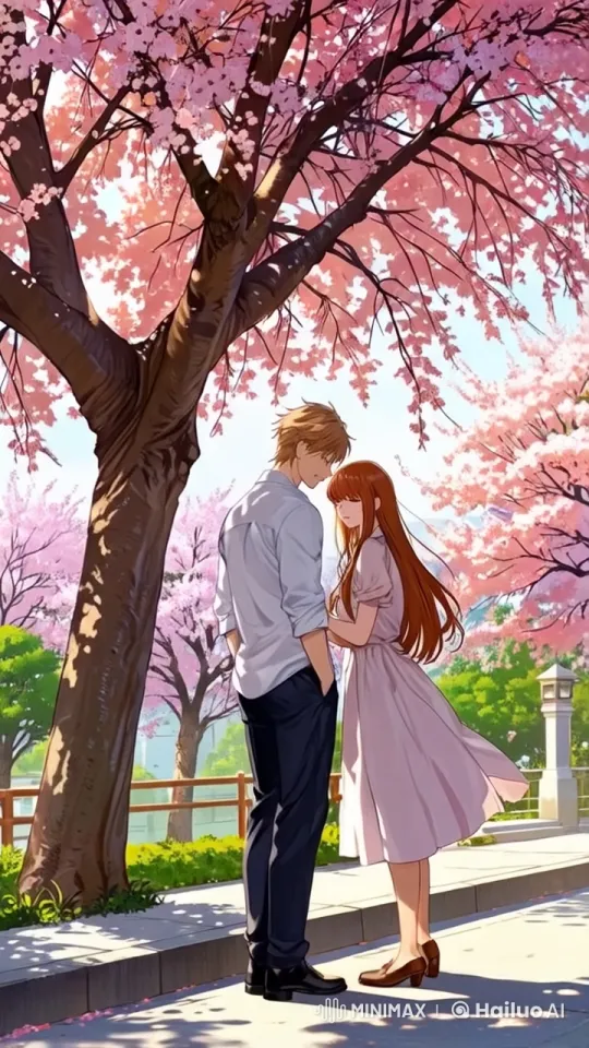 Couple Shares Intimate Moment Under Cherry Blossoms – AI Generated Video | Hailuo AI