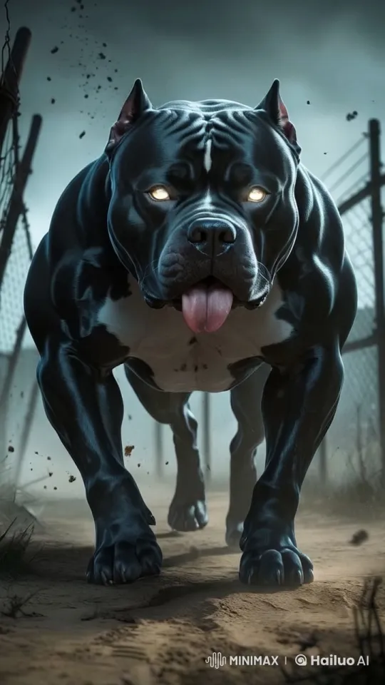 Pitbull Escapes Through Dusty Path Amidst Tension – AI Generated Video | Hailuo AI