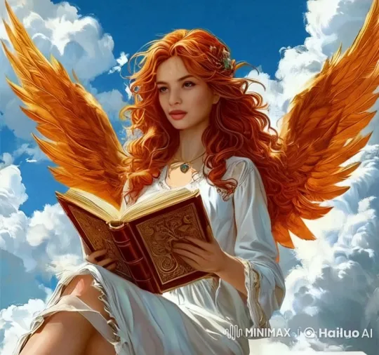 Angel Reading Book in Tranquil Animated Scene – AI Generated Video | Hailuo AI