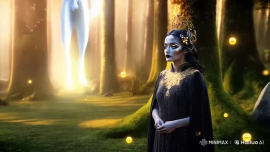 Mystical Wolf Meets Enchanted Woman in Ethereal Forest – AI Generated Video | Hailuo AI