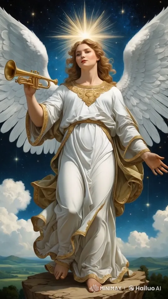 Angel Trumpeting in Celestial Serenity – AI Generated Video | Hailuo AI