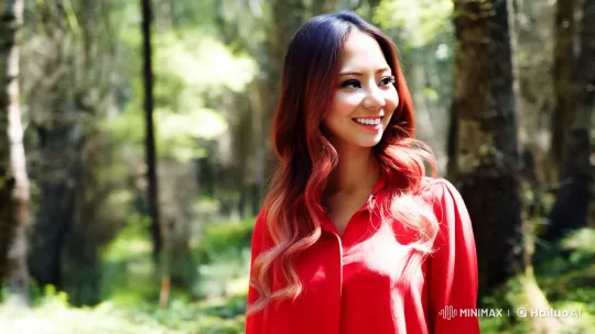 Woman and Majestic White Wolf Connect Peacefully in Forest – AI Generated Video | Hailuo AI