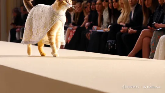 Cat Struts in Givenchy-Inspired Fashion Show – AI Generated Video | Hailuo AI