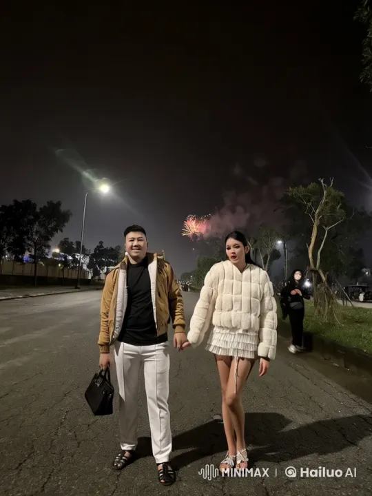 Live2D Animation: Nighttime Kungfu Duo with Fireworks – AI Generated Video | Hailuo AI