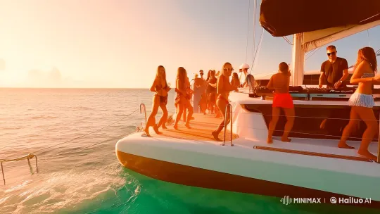 Luxury Catamaran Party on Nusa Penida's Turquoise Waters – AI Generated Video | Hailuo AI