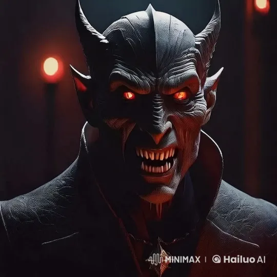 Menacing Horned Character in Dynamic Firelit Scene – AI Generated Video | Hailuo AI