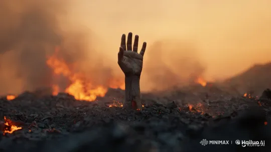 Resilience: A Hand Rises from Ashes in 60FPS Animation – AI Generated Video | Hailuo AI