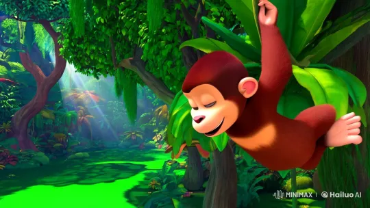 Curious George Swings Through Enchanted Jungle – AI Generated Video | Hailuo AI