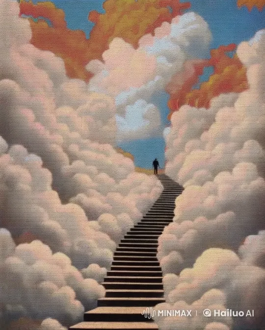 Tranquil Journey: Cloudy Stairway to Sky Reflection – AI Generated Video | Hailuo AI