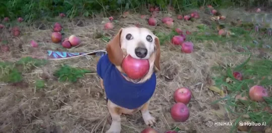 Dachshund Dog Faces Tsunami in Orchard Panic – AI Generated Video | Hailuo AI