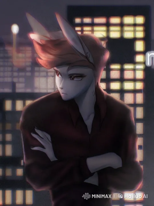 Animated Bunny-Eared Character in a City Night Skyline – AI Generated Video | Hailuo AI