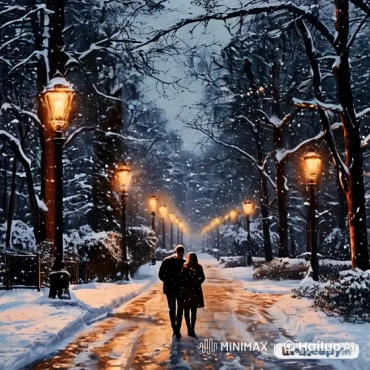 Couple Walking in Enchanted Winter Wonderland – AI Generated Video | Hailuo AI