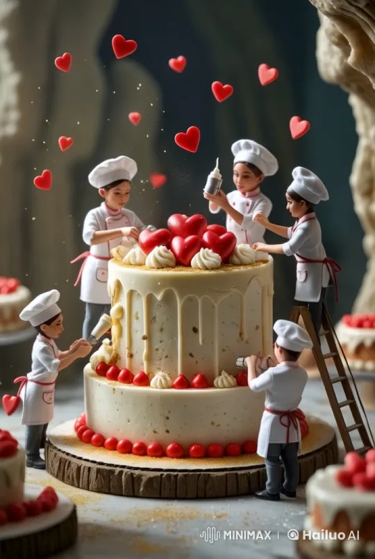 Mini Chefs Ornately Decorate a Giant Cake – AI Generated Video | Hailuo AI