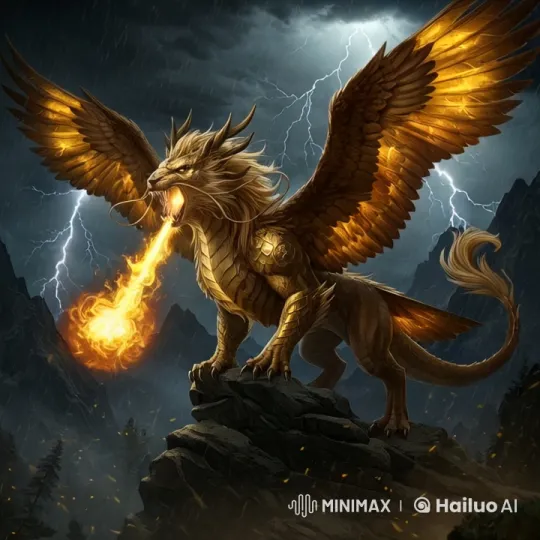 Majestic Fire-Breathing Creature Attacks in Stormy Sky – AI Generated Video | Hailuo AI