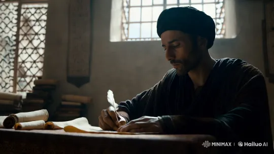 Al-Ma'arri: Contemplative Scholar in Historic Damascus – AI Generated Video | Hailuo AI