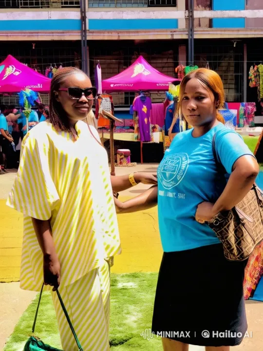 Animated Market Scene with Two Women Chatting – AI Generated Video | Hailuo AI