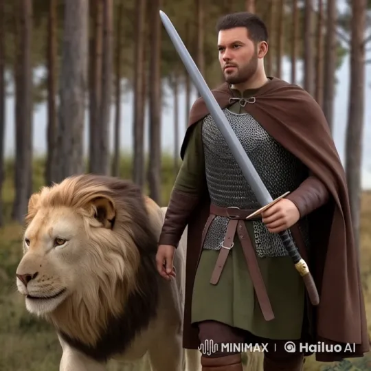 Medieval Knight and Lion Walk Through Peaceful Forest – AI Generated Video | Hailuo AI