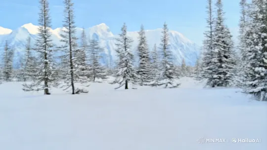 Man Bravely Rides Through Snowy Wilderness – AI Generated Video | Hailuo AI