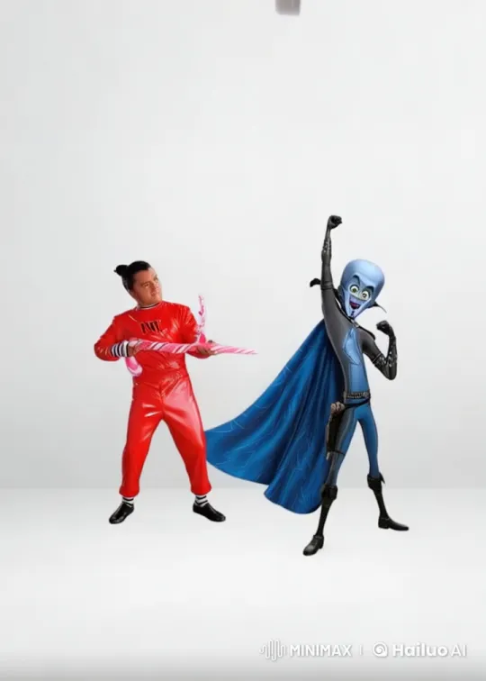 Live2D Animation: Red Jumpsuit vs. Blue Armor Love Scene – AI Generated Video | Hailuo AI