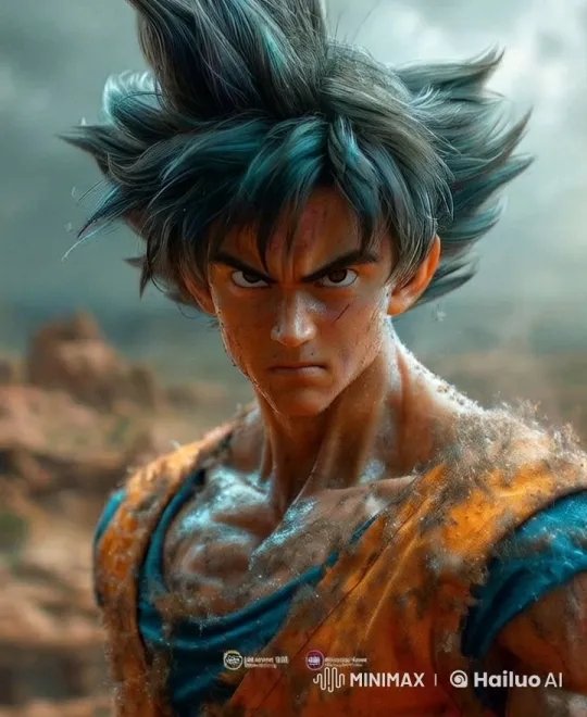 Goku Transforms into a Super Saiyan in a Stormy Landscape – AI Generated Video | Hailuo AI